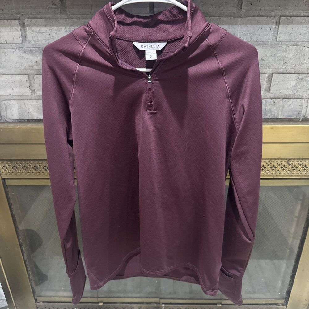 Athleta Solid Knit 1/4 Zip Mock Neck Pullover Top Women S Stretch